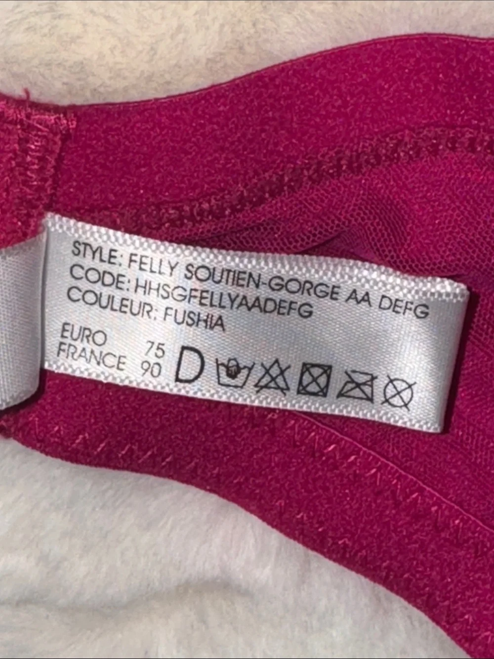 Valege Underwire Lace Bra Unlined Fuchsia Pink Women’s EU 75D US 34D